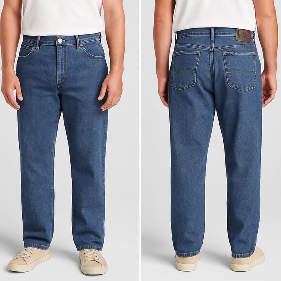 Lee Men’s Relaxed Fit Jeans 36x32 – Classic Blue Denim - Picture 1 of 13